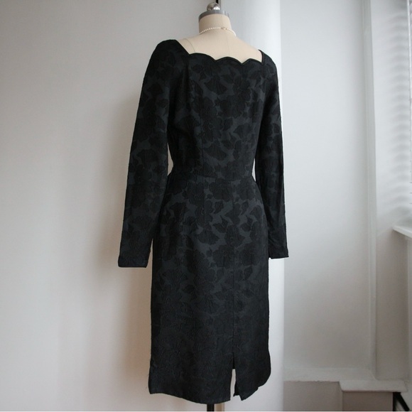 Rare 1950’s Black Brocade Evening Dress - Picture 4 of 6